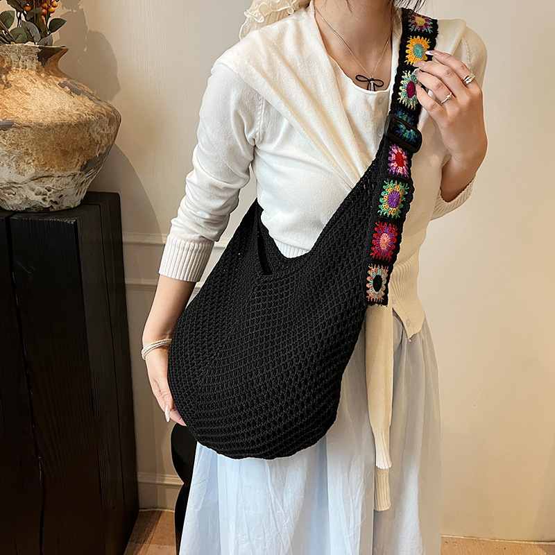 Lazy knit big bag mujer 2025 nueva línea de tendencia moda una sola bolsa de hombro de gran capacidad calado tote bag details Picture