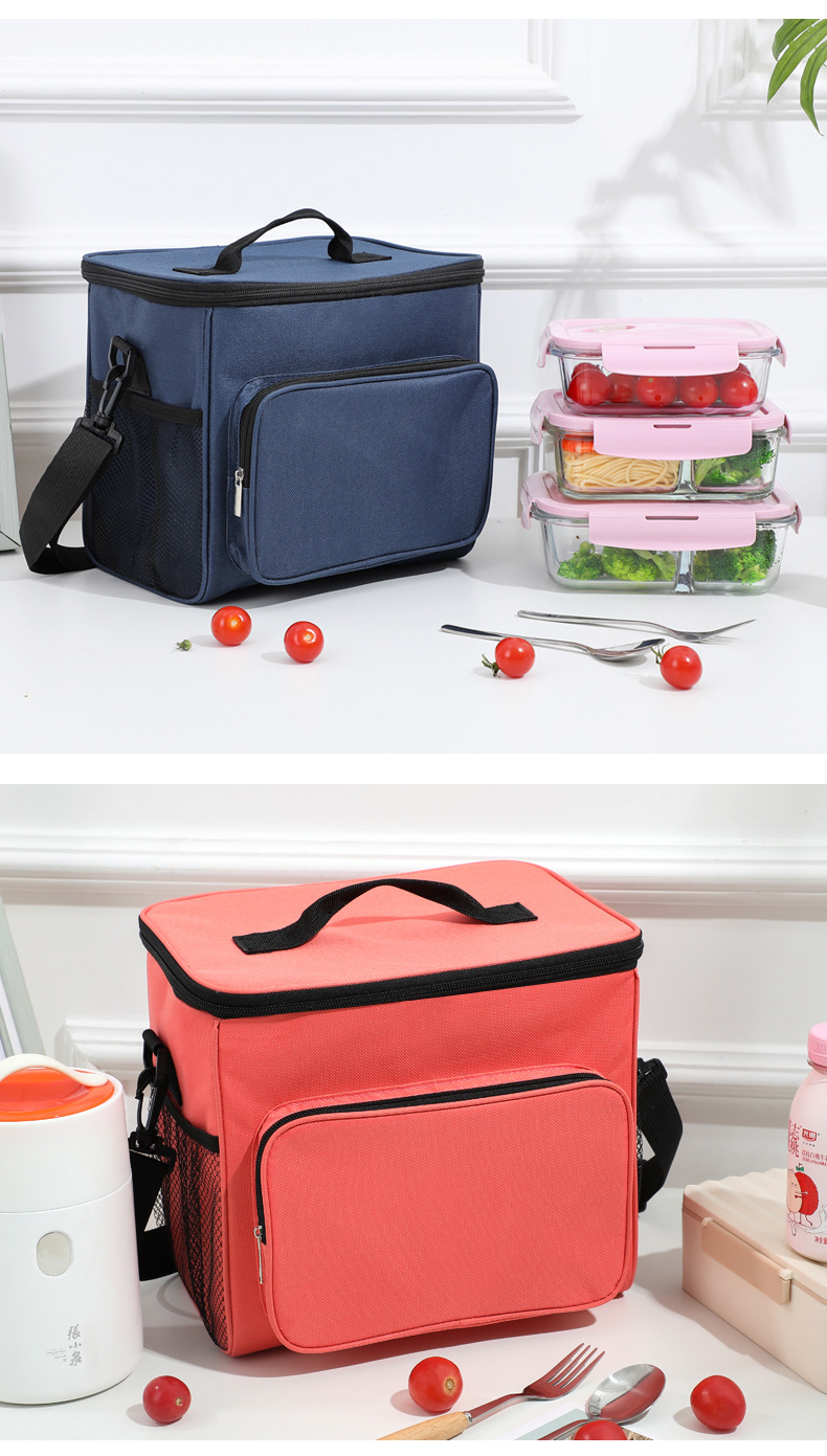 韩式纯色保温饭盒手提包大容量多功能冰包户外野餐包斜挎便携午餐包详情10