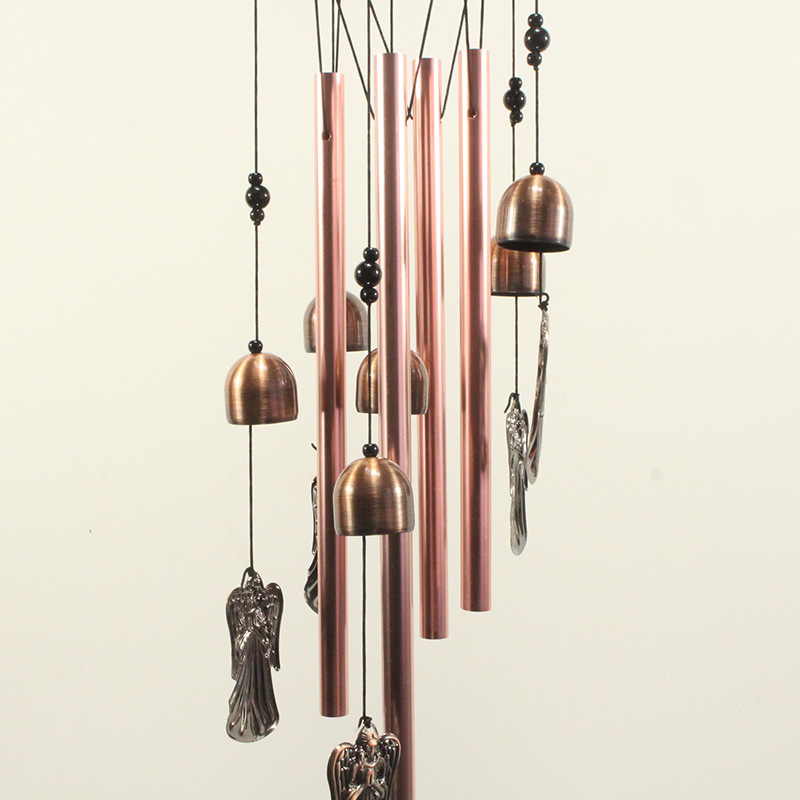Electroplated Brass Metal Pipe Bell Wind Chimes Hanging Decoration Three-Dimensional Angel Balcony Courtyard Retro Cross-Border Amazon Application Scenario