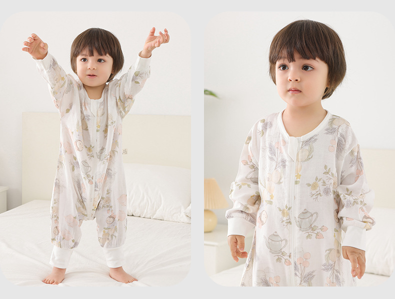 Baby sleeping bag, summer bamboo cotton gauze split sleeping bag, baby summer Class a one-piece suit, anti-kick quilt for toddlers, pajamas pic 20