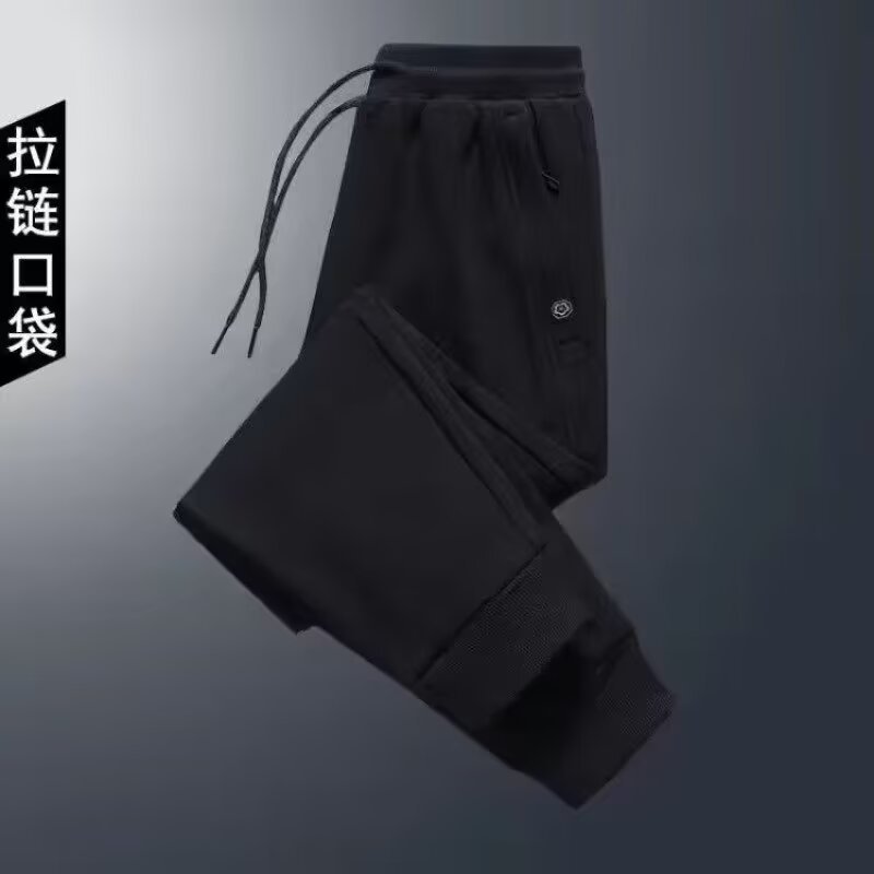 Spring and autumn loose, casual, tight-fitting sportswear pants for young and middle-aged men, Korean-style trendy solid color simple and versatile 9-inch pants