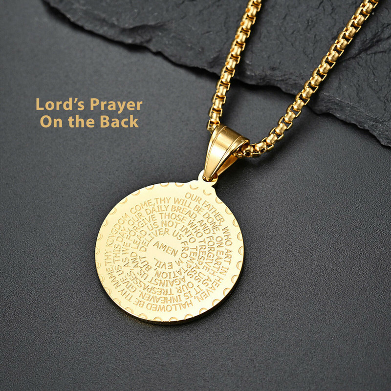 Amazon cross-border stainless steel round pendant necklace, steel prayer hand round pendant necklace, men's and women's accessories Application Scenario