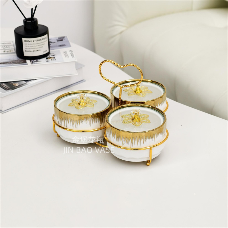 Factory direct sales of high-end fruit plates, living room coffee tables, household ceramic dried fruit plates, snack display plates, candy plates, and grid points Application Scenario