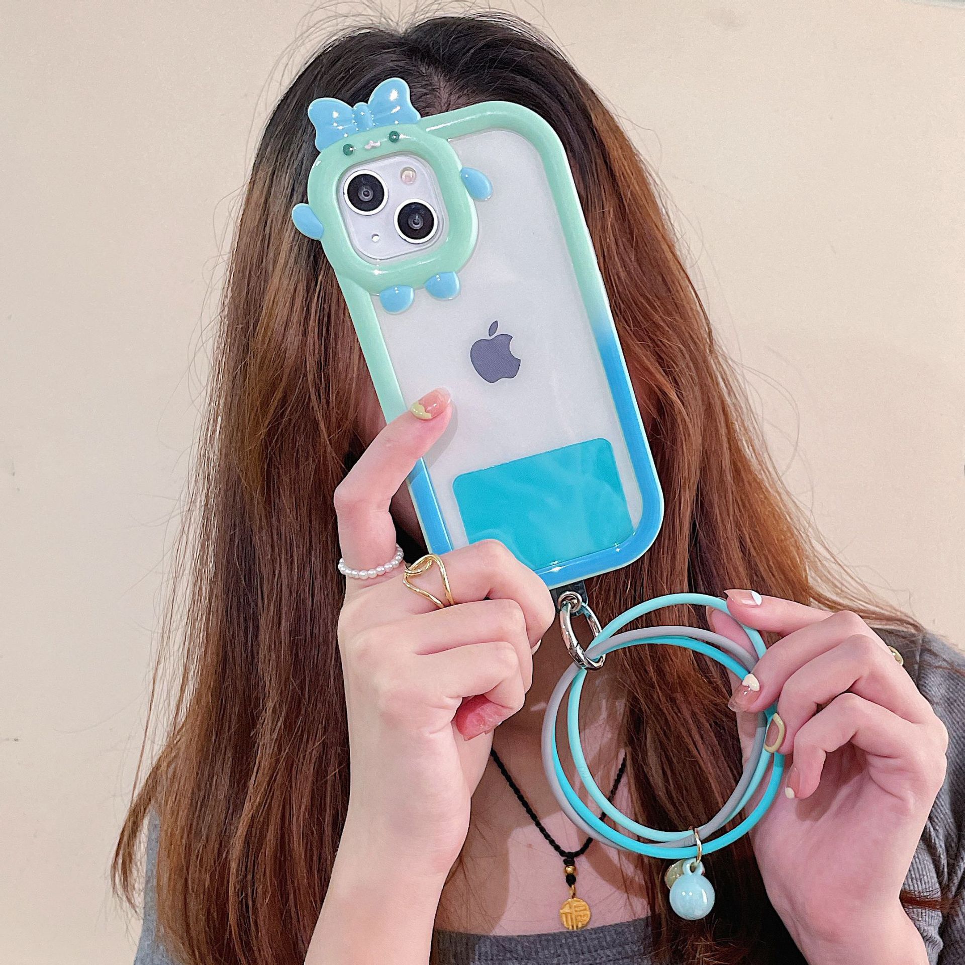 Thin Ring Wrist Strap Mobile Phone Hanging Ring Japan South Korea Ins Wind Creative Wave Solid Color Clip Mobile Phone Strap Silicone Ring Anti-Fall Big Ring Wrist Strap For All Mobile Phone Cases Universal Gasket Card Jewelry Pendant Bracelet Women's Model Specification drawing