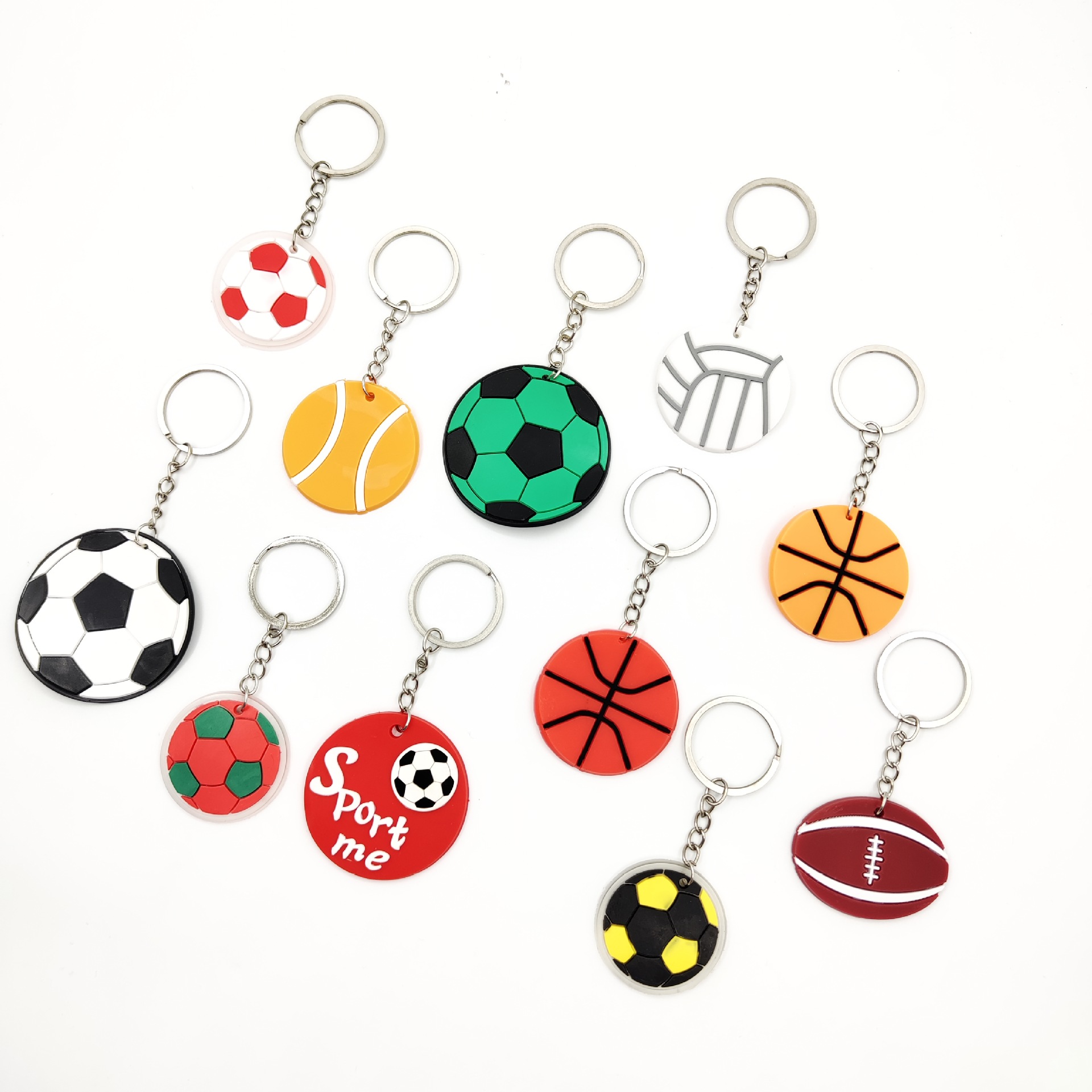 Fábrica venta directa PVC llavero rugby fútbol baloncesto voleibol béisbol playa bola llavero venta al por mayor