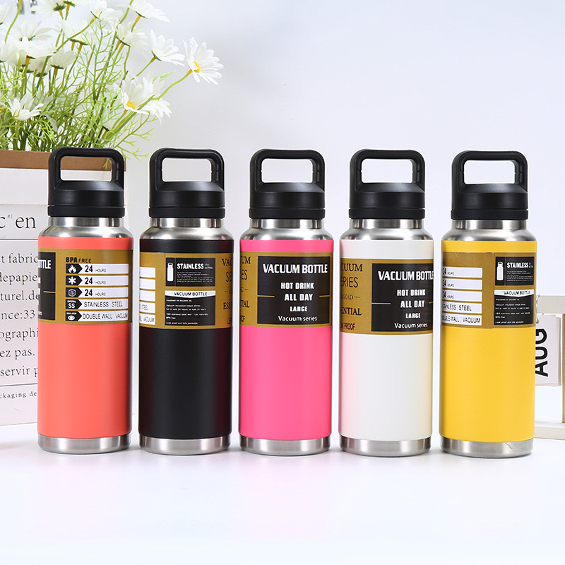 跨境新款不锈钢大容量保温杯便携户外运动手提壶双层真空登山壶