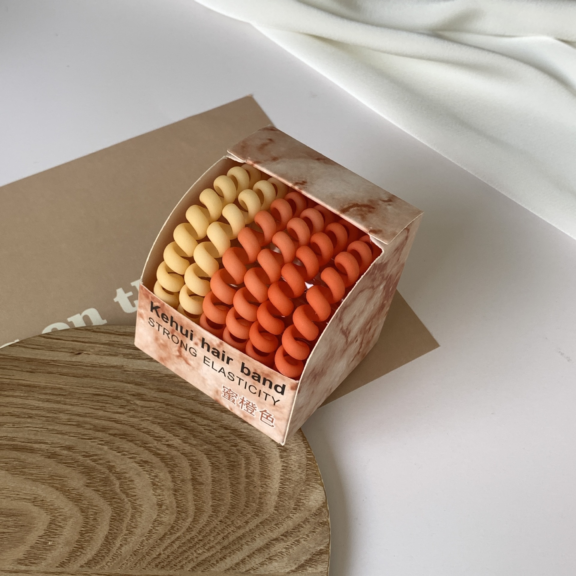 Matte, colorful, simple box set, high-elasticity telephone line, fashionable hair band headwear, ponytail tie, durable hair tie Specification image