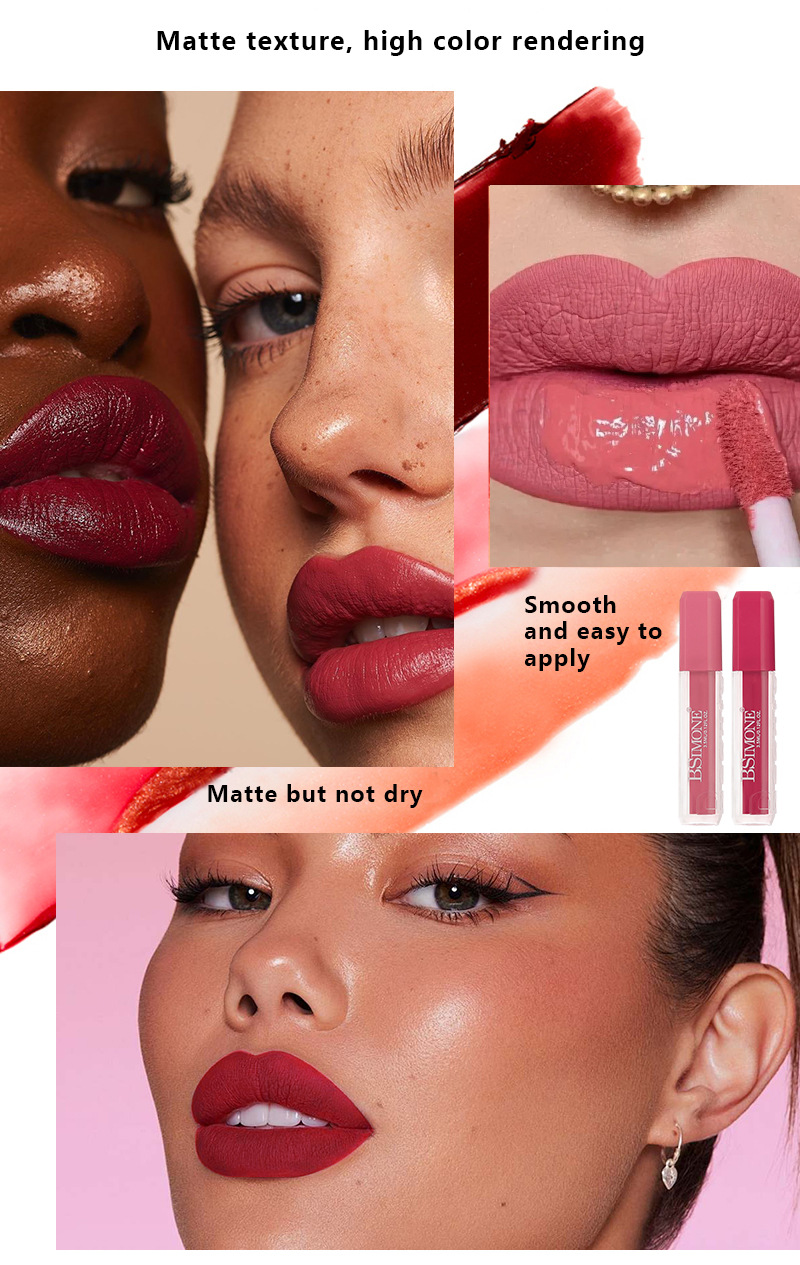跨境专供展示盒装哑光不沾杯唇釉防水不掉色持久显色显白雾面唇釉详情5