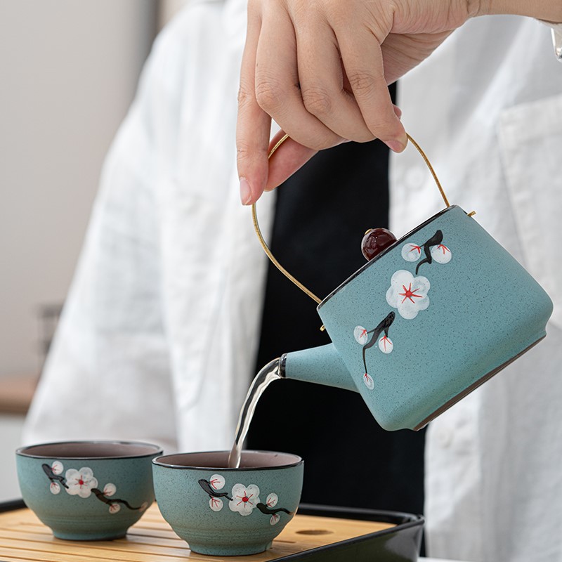 Yucheng purple sand travel quick cup a pot of four cups portable bag ceramic teapot literati tea set kung fu tea set details Picture