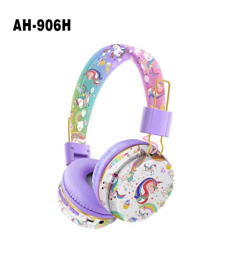 Transfronteriza nuevo AH-906H lindo unicornio dibujos animados bluetooth auriculares niños aprender headwear plegable inalámbrico Application Scenario