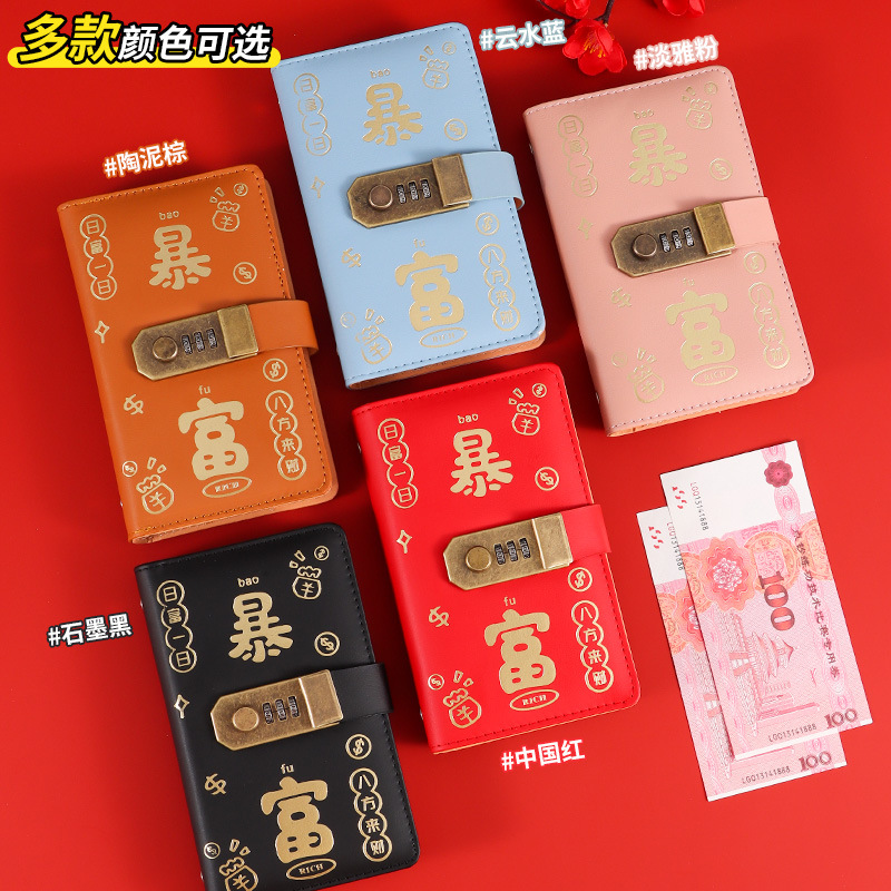 In-stock password savings notebook can hold cash and banknotes. Large-capacity storage book. Financial money bag. Get rich quickly and save money Specification image