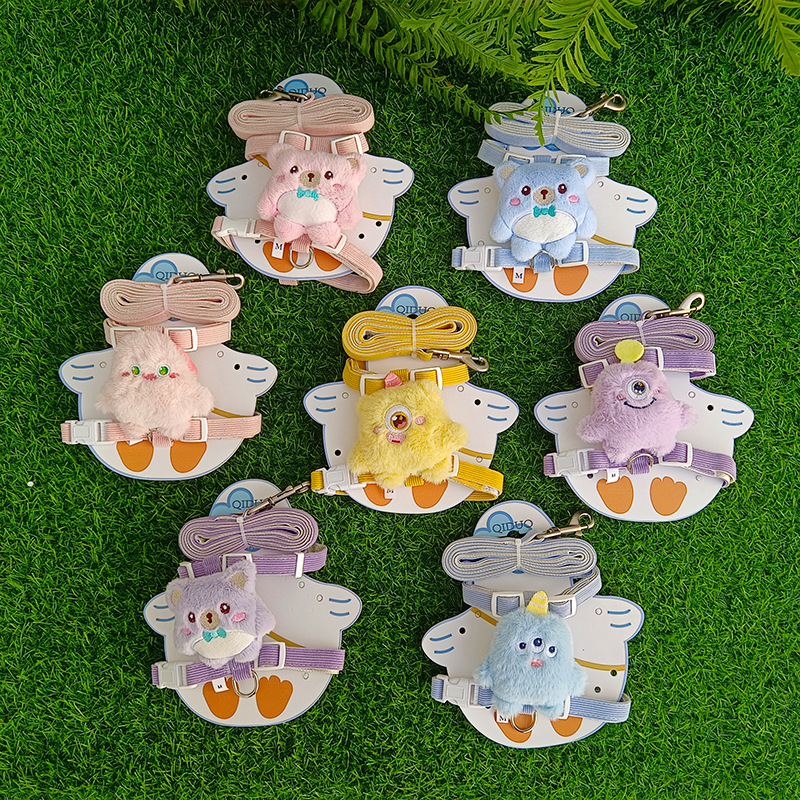 宠物牵引绳工字胸背带可爱玩偶狗绳狗链子遛狗绳猫绳宠物用品批发