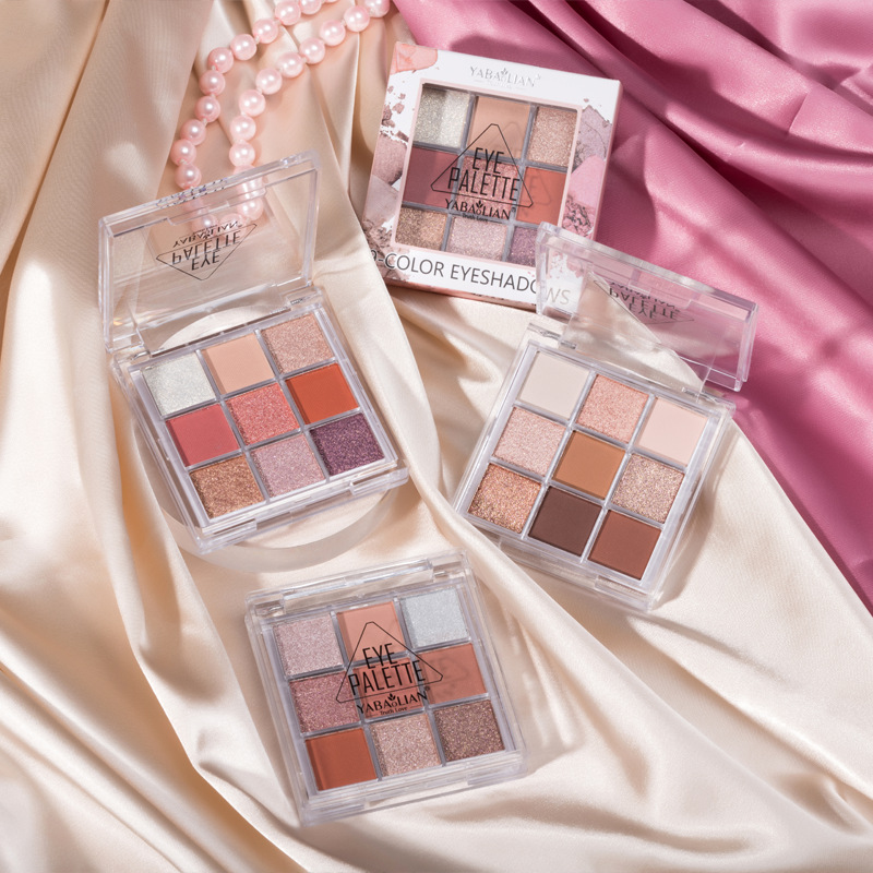 Yabolian 9 Color Eyeshadow Tray Matte Bright Color High Light Eyeshadow Makeup Eyeshadow Tray Wholesale Cross-Border Exclusive Supply Specification drawing