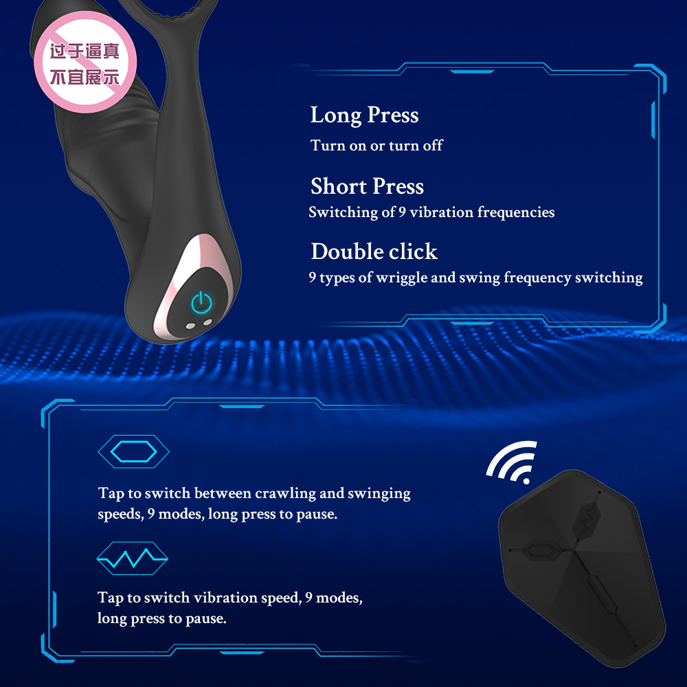 9-frequency vibration peristaltic prostate 2nd generation remote control anal plug, prostate vibrator, anal plug for adults Item Picture