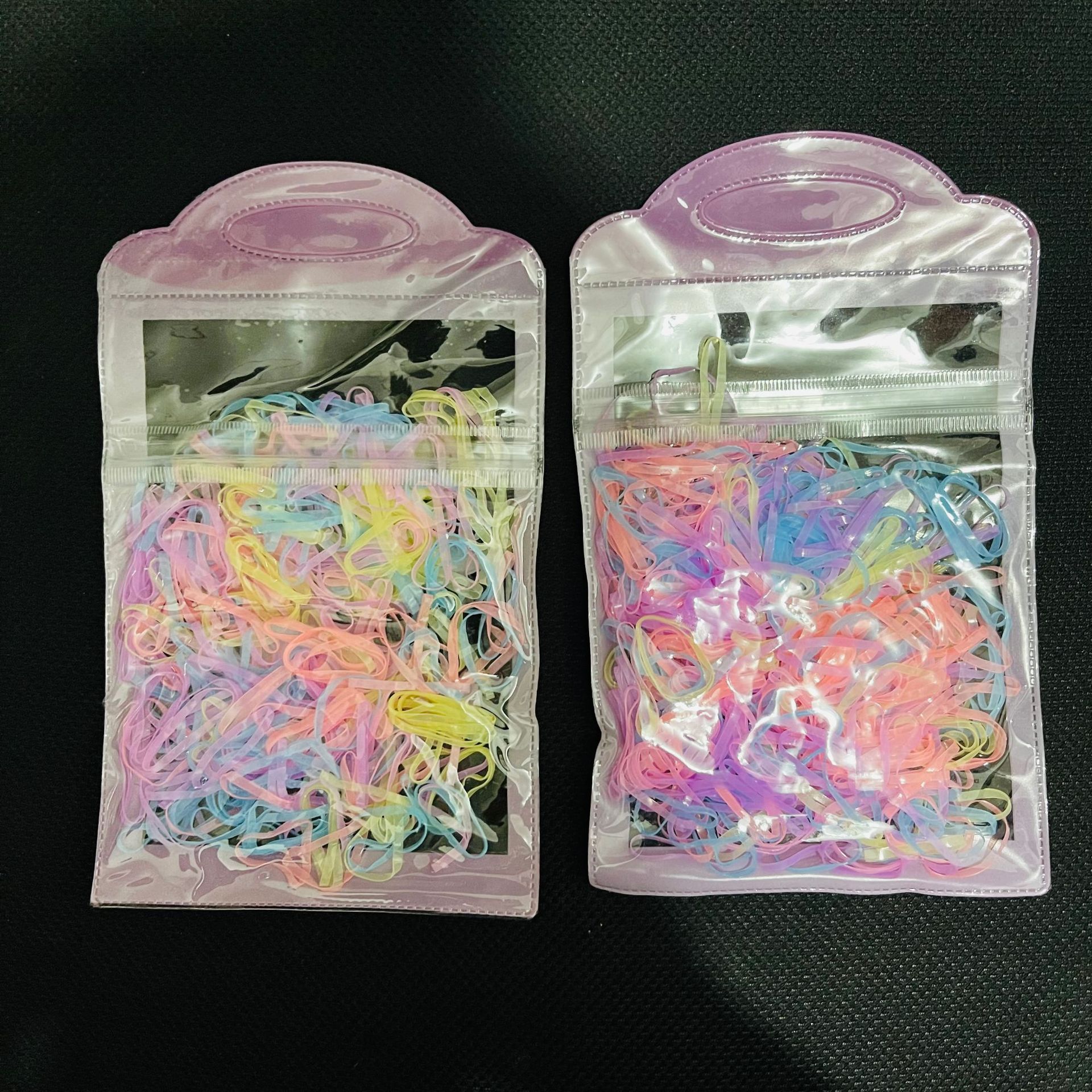 【 Packing House 】 3447-2 Sealed rubber band 12/ Pack 2400/ Box Bagged sealed disposable rubber band Children's small rubber Band Hair Tie Rubber Band Colorful Hair Band Girls' small rubber band 2 Specification image