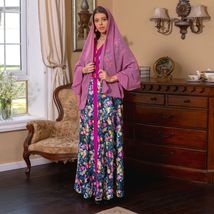 AB280 中东服饰古尔邦节阿拉伯迪拜长袍abaya印花时尚复古民族风