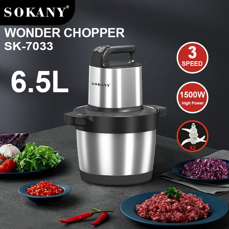 Cross-border Sokany7033 meat grinder, household 6.5L large-capacity vegetable and meat slicer, cooking and blending machine