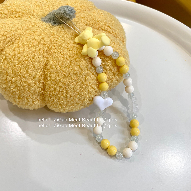 Bear Love Beaded Small Fresh Phone Case Lappel Cute Bear Diy Mobile Phone Pendant Beaded Spot Wholesale