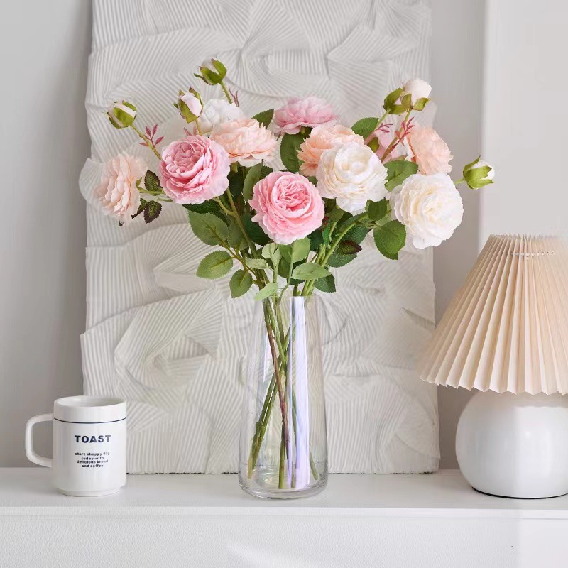 Simulation Peony Flower Rose Chrysanthemum Simulation Flower Home Decoration Wedding Hotel Decoration Fake Flower Wholesale Specification drawing