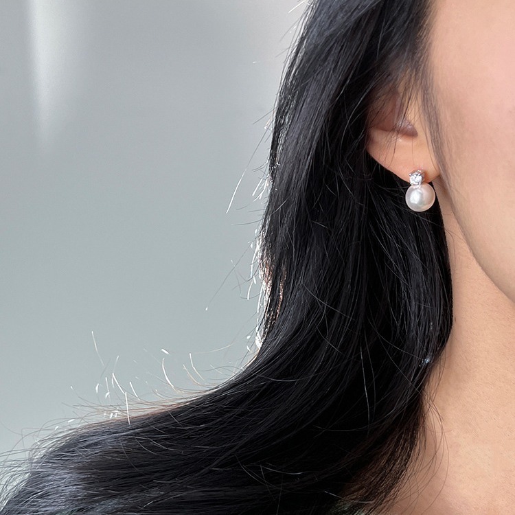 925 sterling silver earrings Princess Diana Shi Shi pearl earrings really a lot of light luxury luxury small high-grade ear earrings