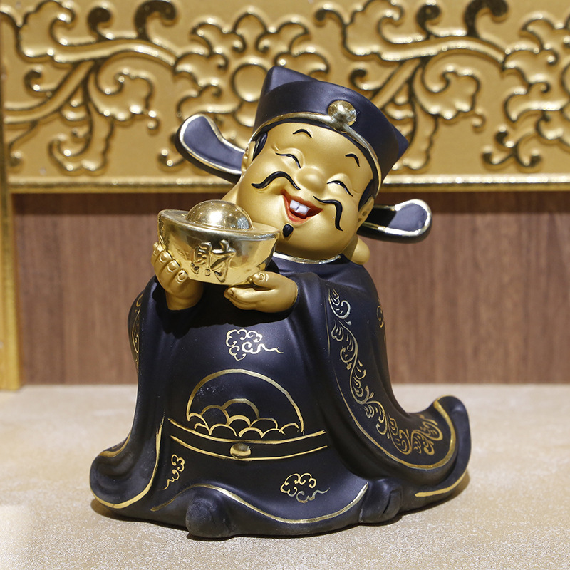 财神爷佛像店铺开业乔迁礼品家居玄关装饰工艺品 Q版香灰摆件细节图