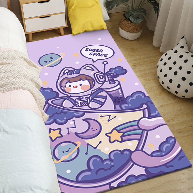 卡通床边毯卧室门口脚垫儿童地毯地垫 3d印染元宇宙客厅地毯图
