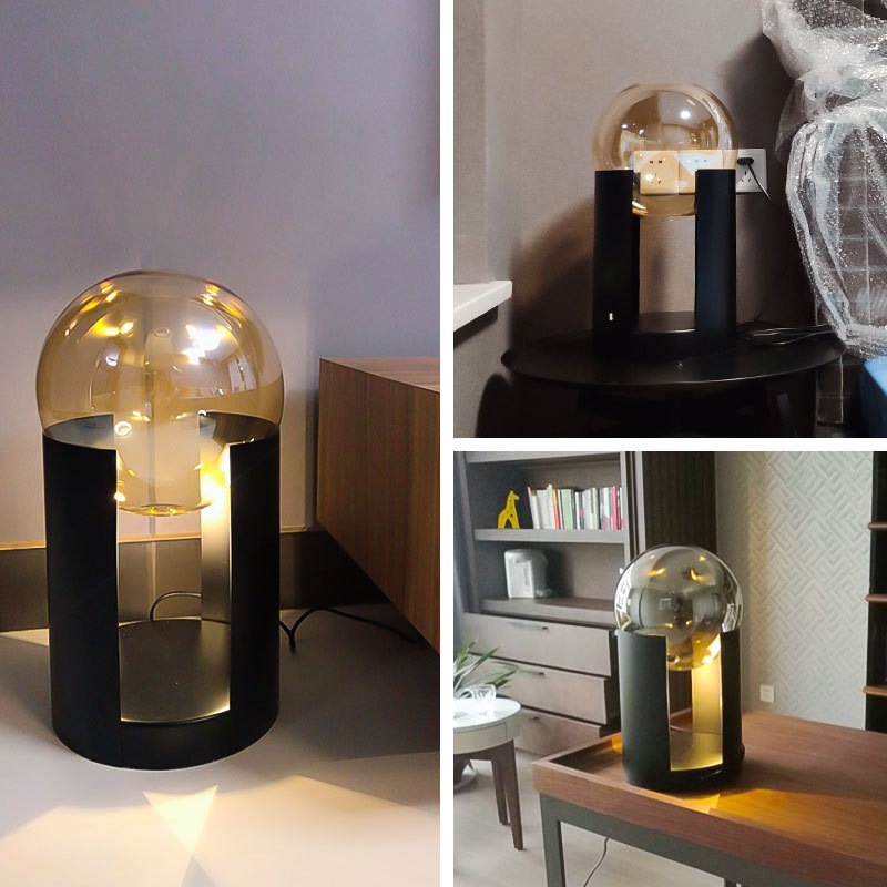 Nordic minimalist living room glass ball black table lamp, modern creative bedroom bedside study, designer model room table lamp Application Scenario
