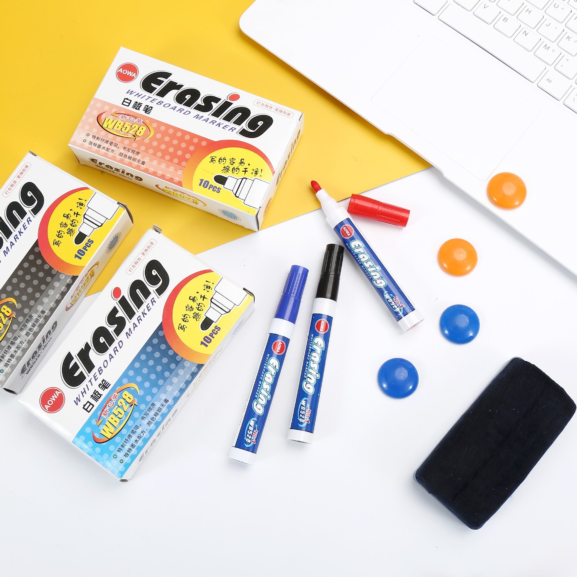 Wholesale of large-capacity colored thick-tipped quick-drying whiteboard pens, erasable whiteboard pens in boxes, and wholesale of office and teaching drawing pens details Picture
