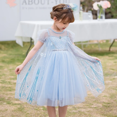 Girls' lace dress 2022 Summer style Children's puffy gauze Aisha Princess dress Sweet Children's Day performance dress Girls' lace dress 2022 Summer style Children's puffy gauze Aisha Princess dress Sweet Children's Day performance dress
