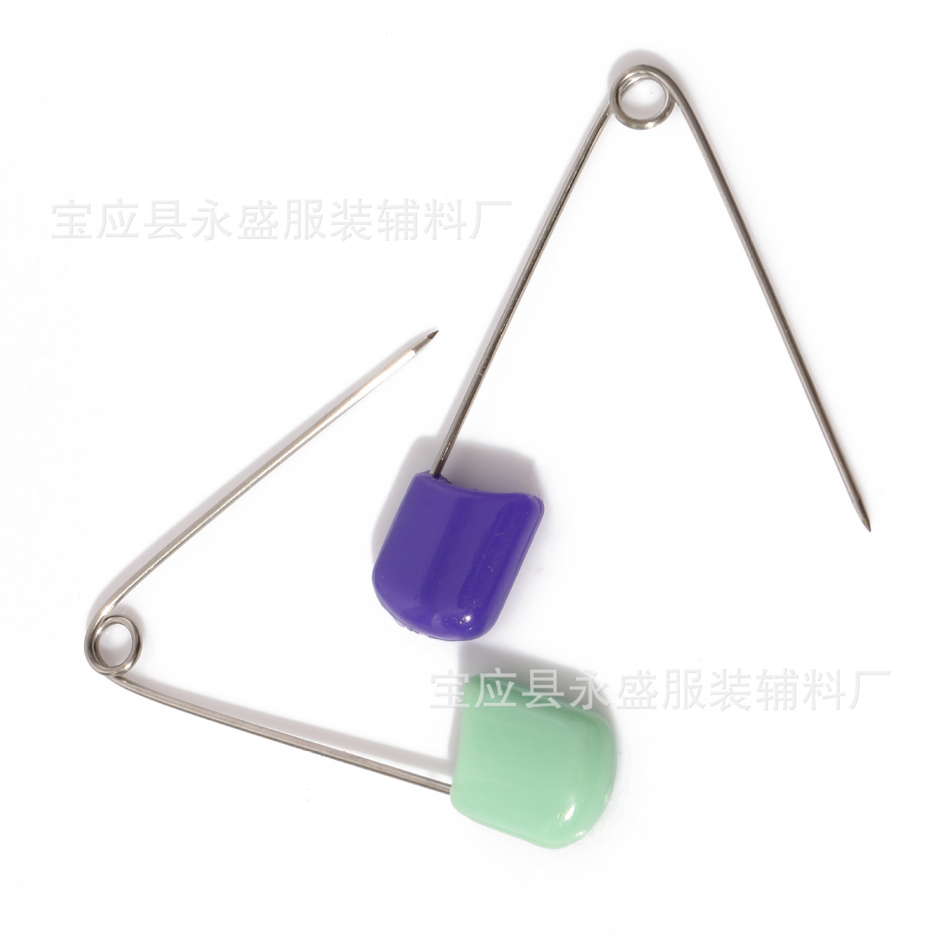 دبوس أمان مأمون للرضع ذي رأس الخبز اللونين من البلاستيك مقاس الحجم مقاوم للصدأ Item Picture