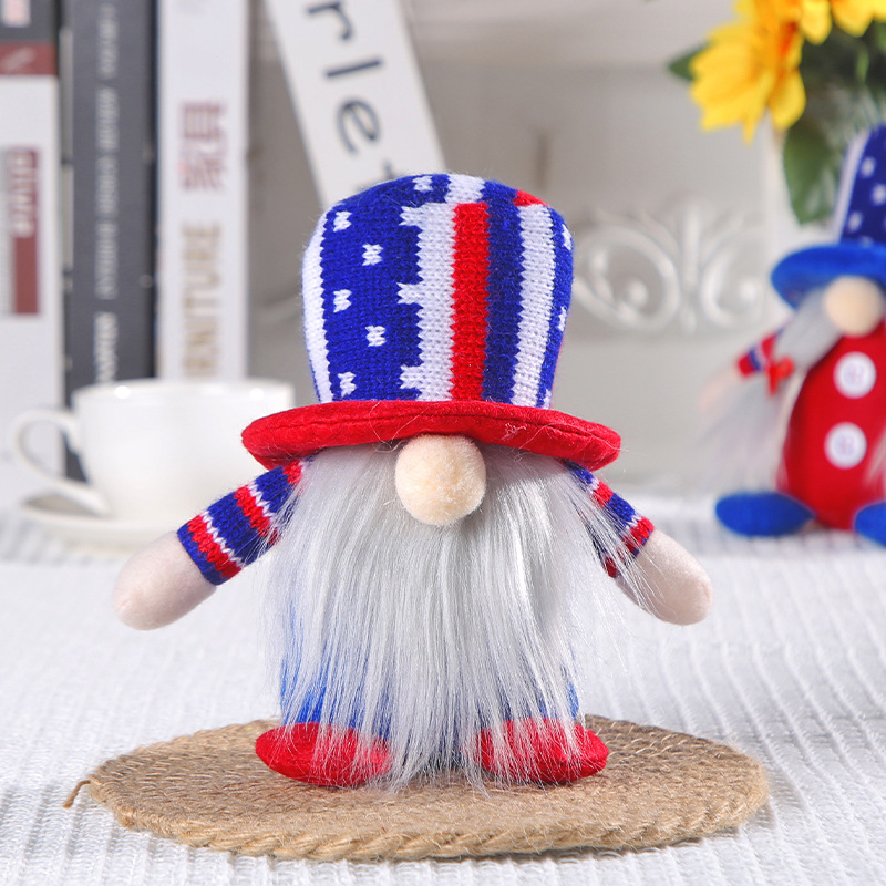 Hong Kong Love American Independence Day knitted top hat figure decoration cute dwarf faceless old man doll ornaments Application Scenario