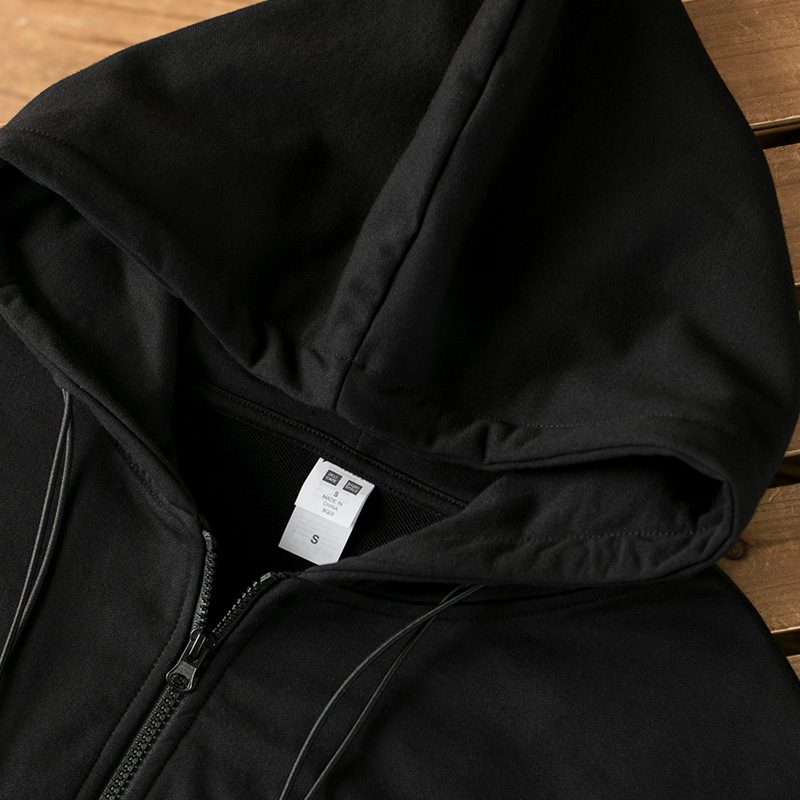 Heavy cardigan jacket, cotton hooded zipper casual long-sleeved sweatshirt in stock for wholesale, printed logo Specification image