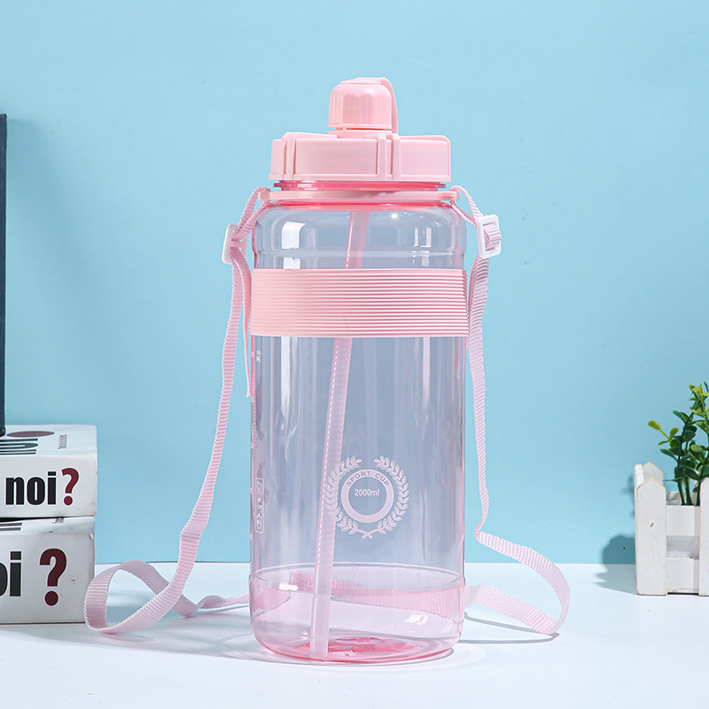 Summer large-capacity water cup, portable neck strap water cup, outdoor camping plastic cup, space cup, silicone anti-slip Specification image