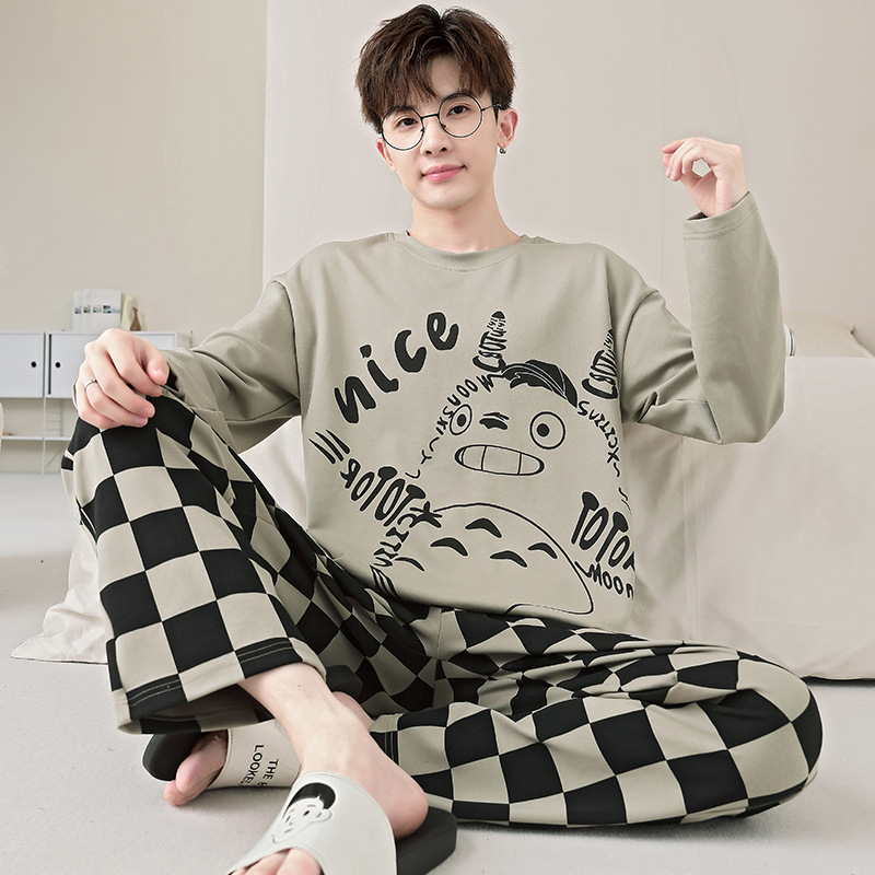 Algodón pijama hombre primavera/otoño 2024 nuevo estilo manga larga slim otoño/invierno niños disponible fuera adolescente tallas grandes ropa de hogar Application Scenario