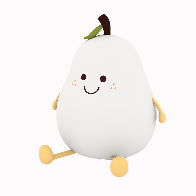 No Pear With Sleeping Lamp Cute Charging Pear Silicone Pat Night Light Soft Light Eye Protection 7 Color Light Timing Night Light Item Picture