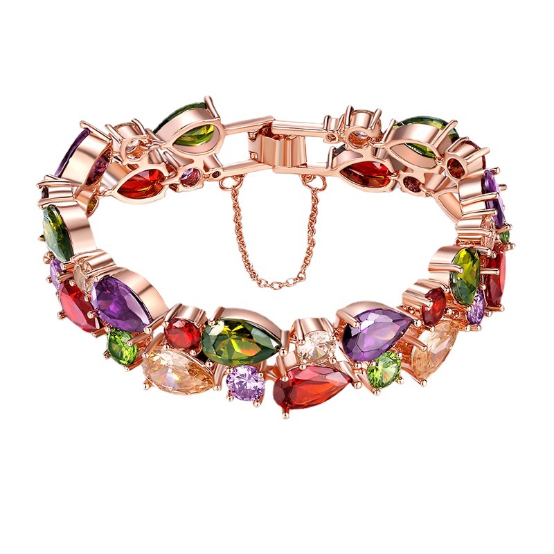 Mona Lisa bracelet, European and American colored zircon, seven-color rose gold bracelet, exaggerated small commodities from Yiwu street stall Item Picture