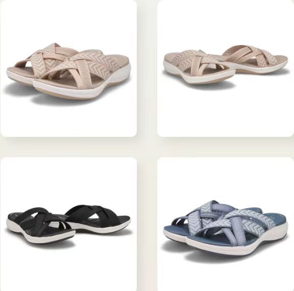 Cross-Border Foreign Trade Women's Shoes 2023 Summer New Wedges Fly Knit Cross Slippers Europe And The United States Large Size Round Head Slippers Woman Application Scenario