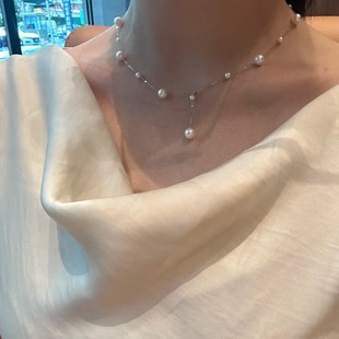 7-8mm正圆淡水珍珠项链妈妈链串链极光微微瑕S925银扣轻奢小众详情7