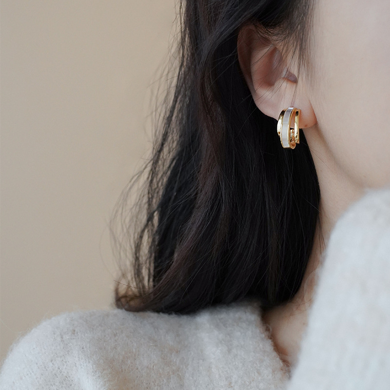 法式贝母耳环细节图