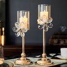 欧式轻奢水晶花瓣玻璃烛台浪漫烛光晚餐家用餐桌装饰摆件家居复古