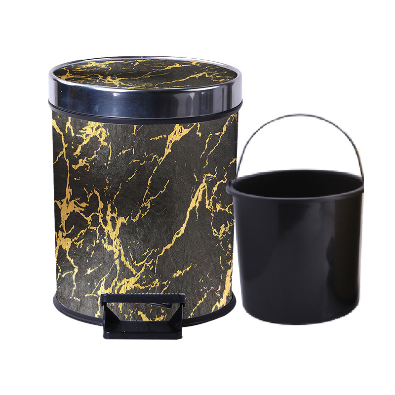 Treadle Trash Can Hotel Household Living Room Bathroom Kitchen Covered Office Plastic Sanitary Bucket Waste Paper Basket Item Picture