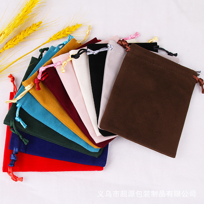 Wholesale of high-end velvet bags with gold edges and mouths, jewelry bags, drawstring velvet drawstring bags, gift and accessory packaging bags Specification image