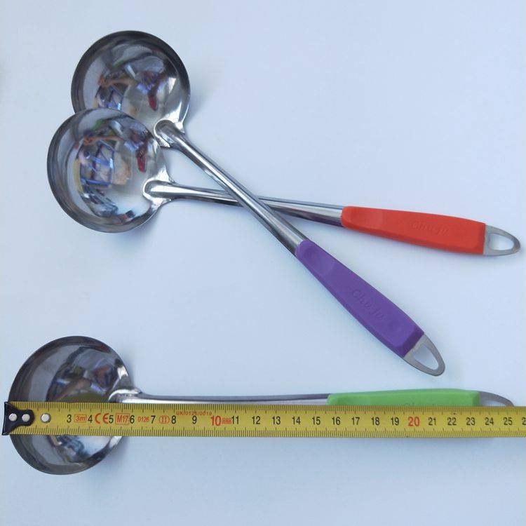 New color-handled soup spoons, stainless steel hot pot spoons, hanging long-handled soup spoons, mutton spoons, and metal mesh strainer spoons Specification image