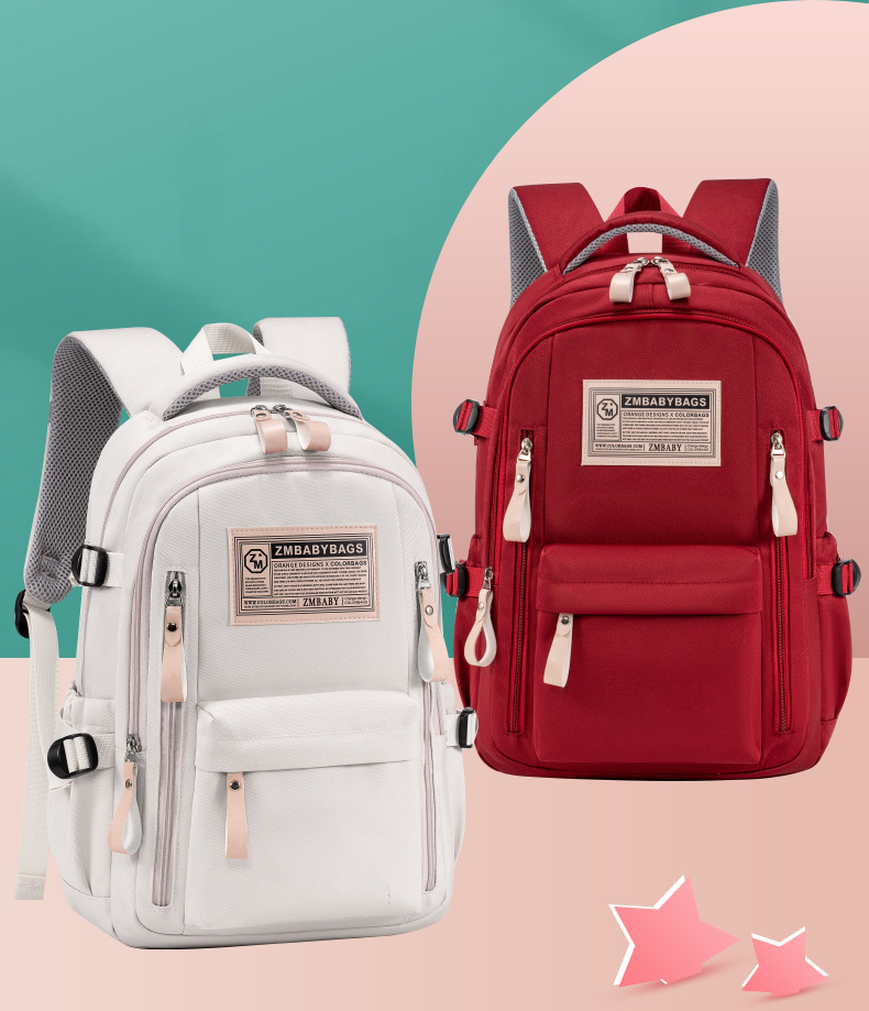 芝麻宝贝2024新款纯色男女中小学生双肩包大容量背包可印logo详情5