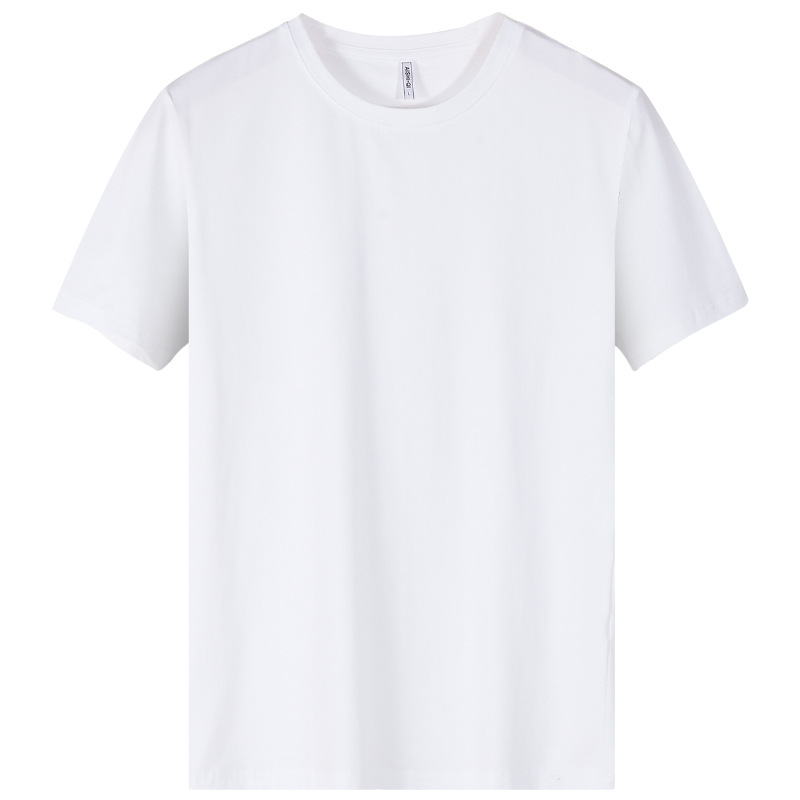 Custom-made short-sleeved T-shirt, men's round-neck solid color Australian cotton, men's base pure white summer T-shirt, half-sleeved top, work clothes Item Picture