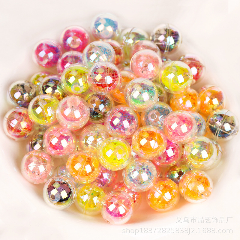 Acrylic hollow sand ball pendant, night light sheet perforated beaded diy bracelet, mobile phone chain accessory