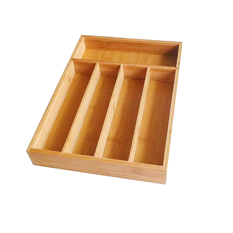 Bamboo five-compartment knife and cookware box storage box, tableware and spoon storage box, storage supplies drawer storage compartment Item Picture