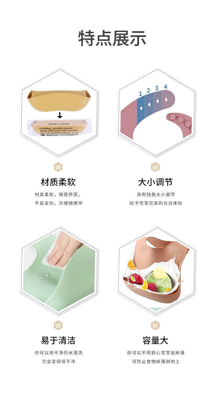 ins爆款母婴用品宝宝围嘴防水儿童硅胶方围兜婴儿口水饭兜3D立体详情20