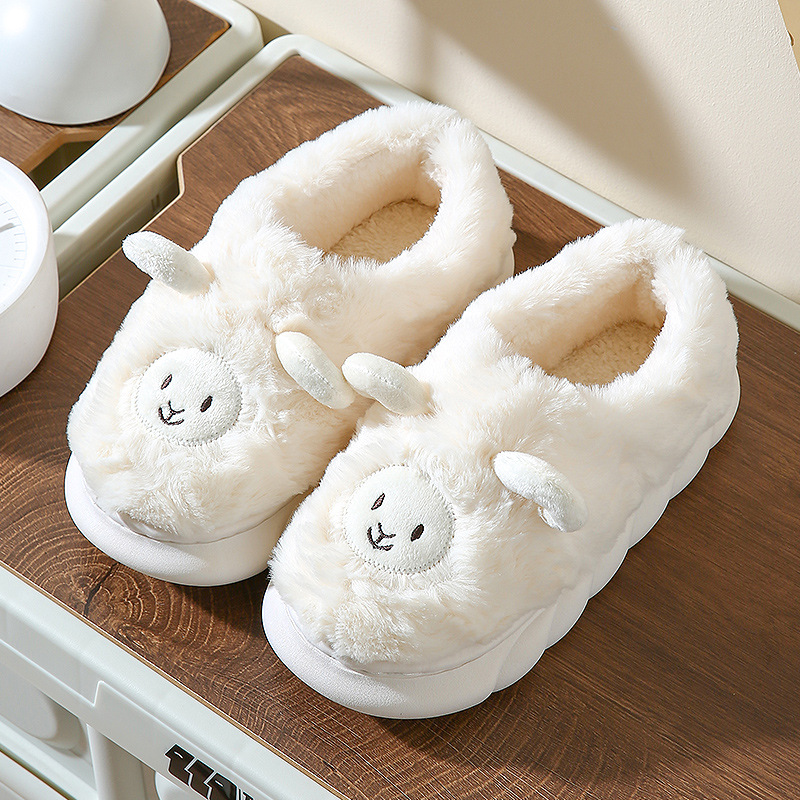 Cotton slippers for female and male couples, cute cartoon and girlish little sheep slippers, winter indoor home soft soled plush cotton slippers Application Scenario
