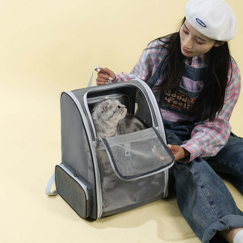 Large-space cat bag, breathable and foldable pet bag, portable for going out, double-shoulder space capsule, cat pet supplies Specification image